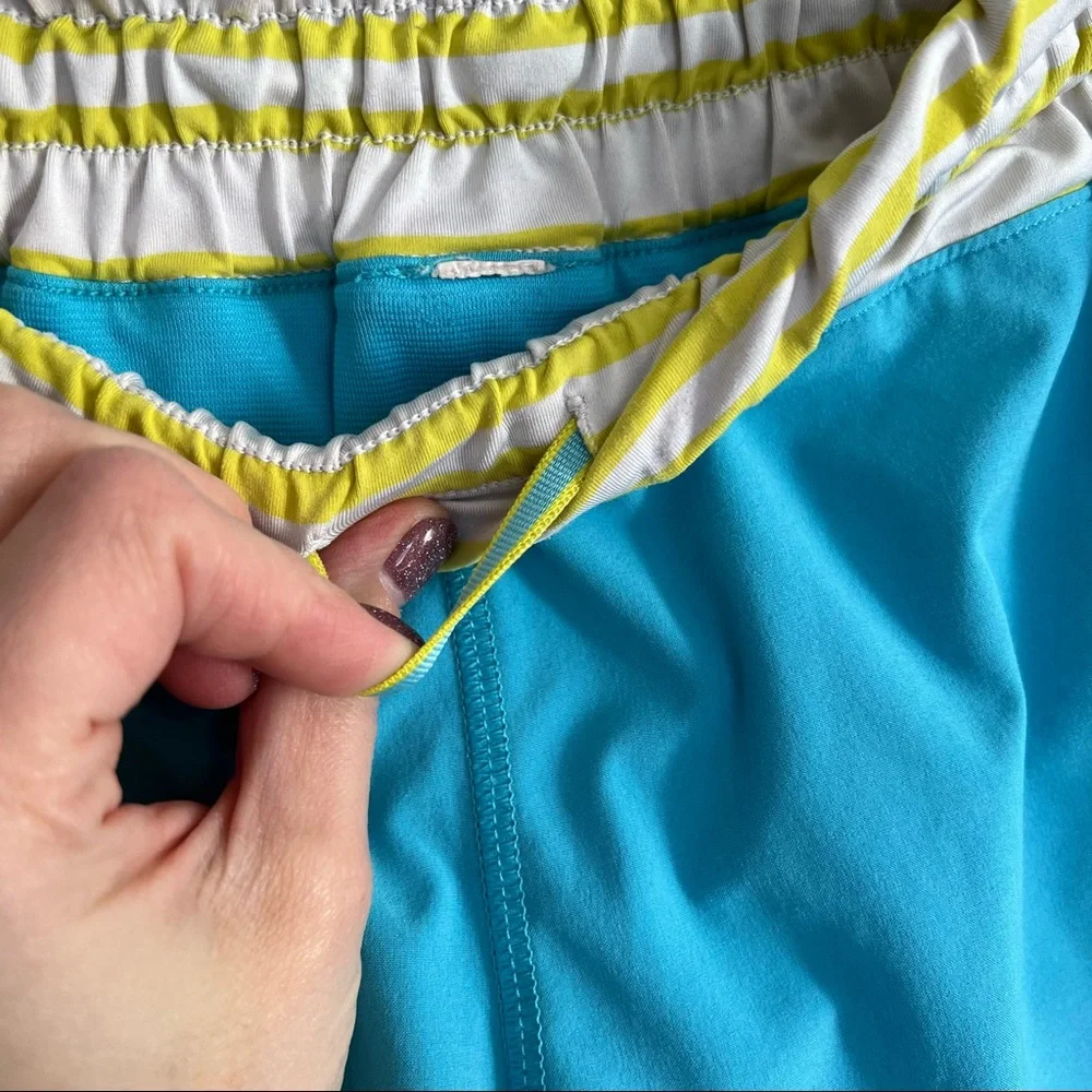 Lululemon Tracker Short 4" Blue/Yellow/White Shorts - Picture 4 of 8